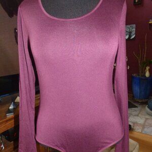 GOTH VAMPIRE WICCA EYESHADOW DARK BURGUNDY LONG SLEEVE BODYSUIT 2 SNAP BUTTON XL
